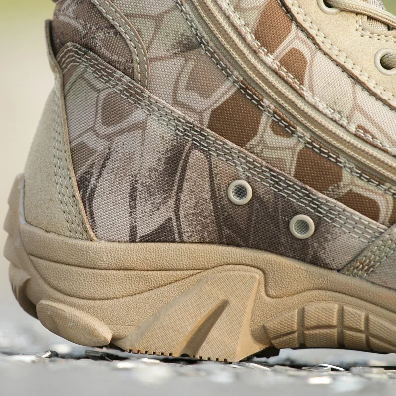 Botas de senderismo al aire libre para hombre, zapatos tácticos de lona impermeables con cordones, Trekking, Camping, escalada, zapatillas - imagen 5