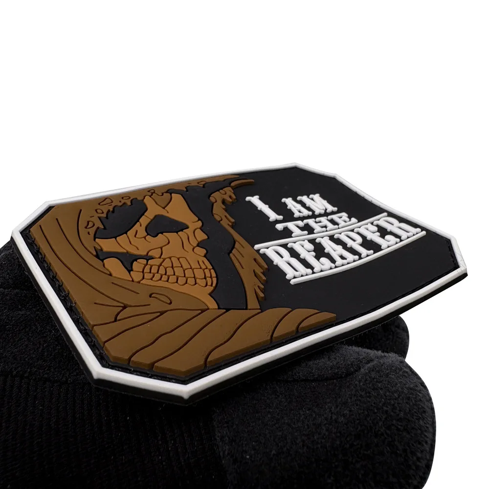 Parche de ropa de PVC IAM THE REAPER, insignia de lobo de supervivencia táctica, parche de tela bordado, insignia de cazador de estrellas, mochila - imagen 3