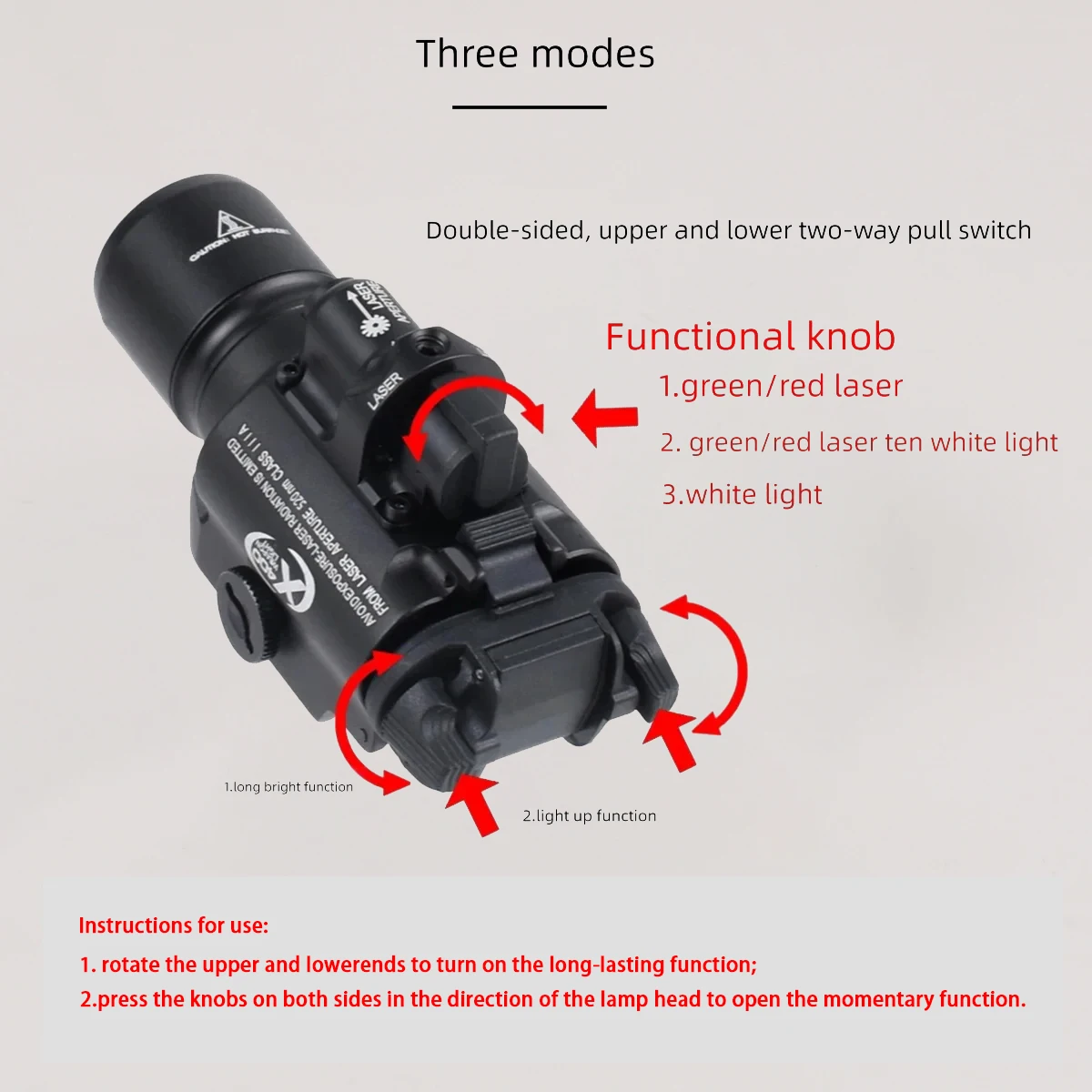 Surefire X400 X400U X400V IR linterna LED luz de pistola para G17 ajuste 20mm luz de armas de riel con puntero láser rojo vista - imagen 4