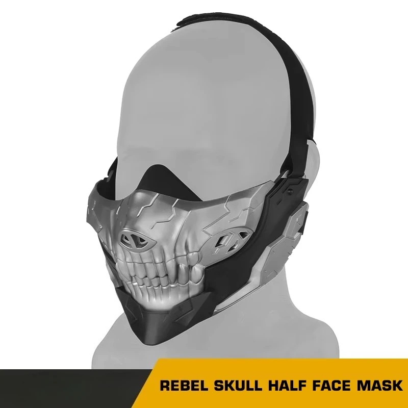 Máscara de media cara con calavera rebelde y agujeros transpirables CS, máscara de Cosplay para deportes al aire libre, accesorios de caza - imagen 5