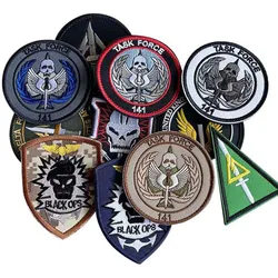 Task Force 141 Parche bordado OPS negro velcro táctico