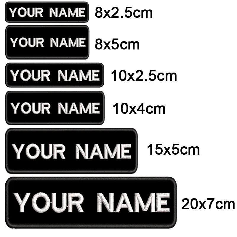 Parche Bordado Personalizado con Nombre, Número, Franjas, Etiquetas de Texto, Brazalete, con Reverso Termoadhesivo o de Gancho y Bucle, Varios Tamaños