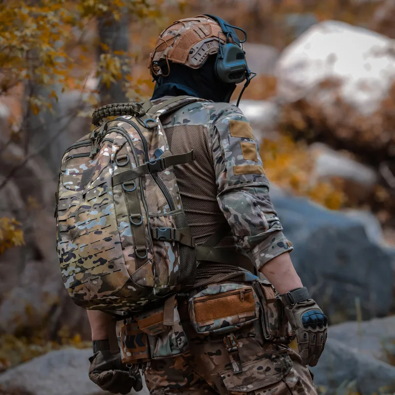 Mochila para acampar al aire libre para hombre, bolsa de caza, morral táctico Molle para escalada, bolsas impermeables para senderismo y pesca, 35L - imagen 2