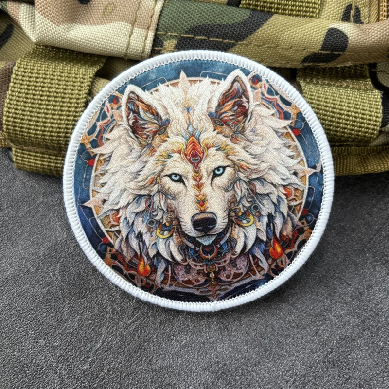 Parche estampado de lobo para ropa, insignias de moral de animales militares, parches tácticos con gancho, pegatinas para mochila - imagen 2