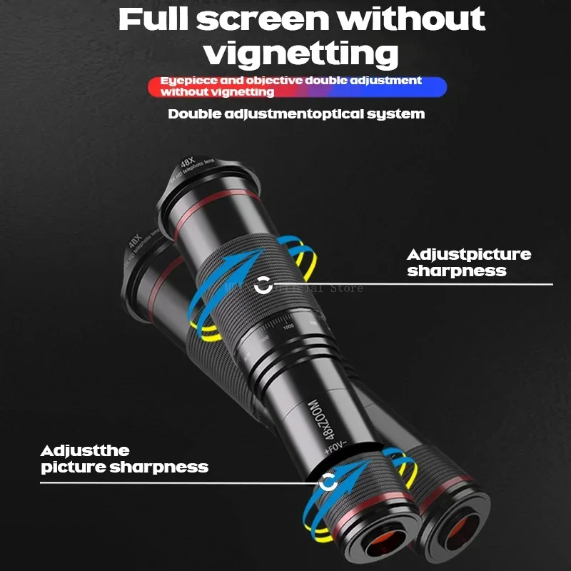 Lente de teléfono móvil con Zoom súper teleobjetivo 48x, potente telescopio Monocular de Metal, teleobjetivo HD móvil con trípode para acampar - imagen 5