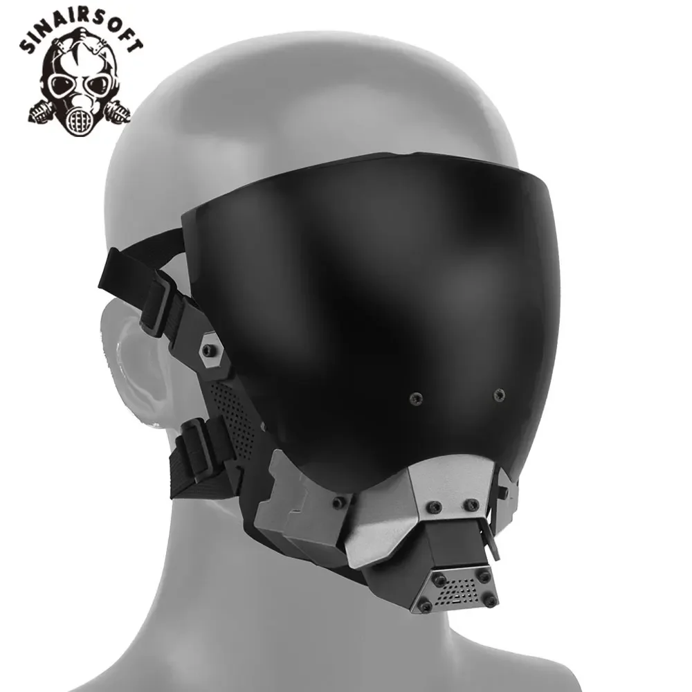 Máscara táctica Cyberpunk, equipo protector de cara completa, máscara desmontable con correa ajustable para Paintball, caza, accesorio de Cosplay - imagen 2