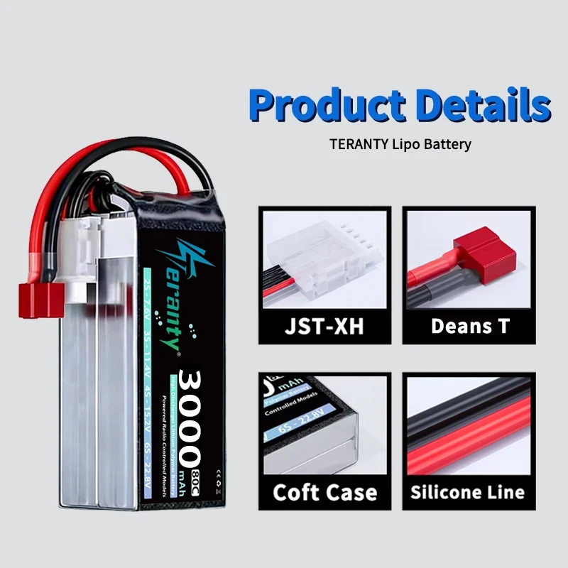 TERANTY Batería Lipo 4S 3000mAh 60C-80C con enchufe XT60 para dron FPV - imagen 3