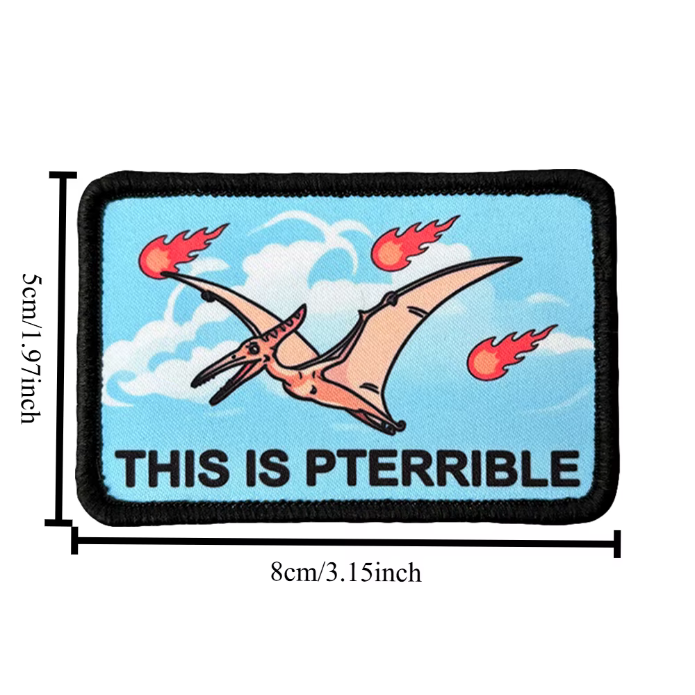 Parche táctico dinosaurio pterodáctilo humor – gancho y bucle - imagen 2