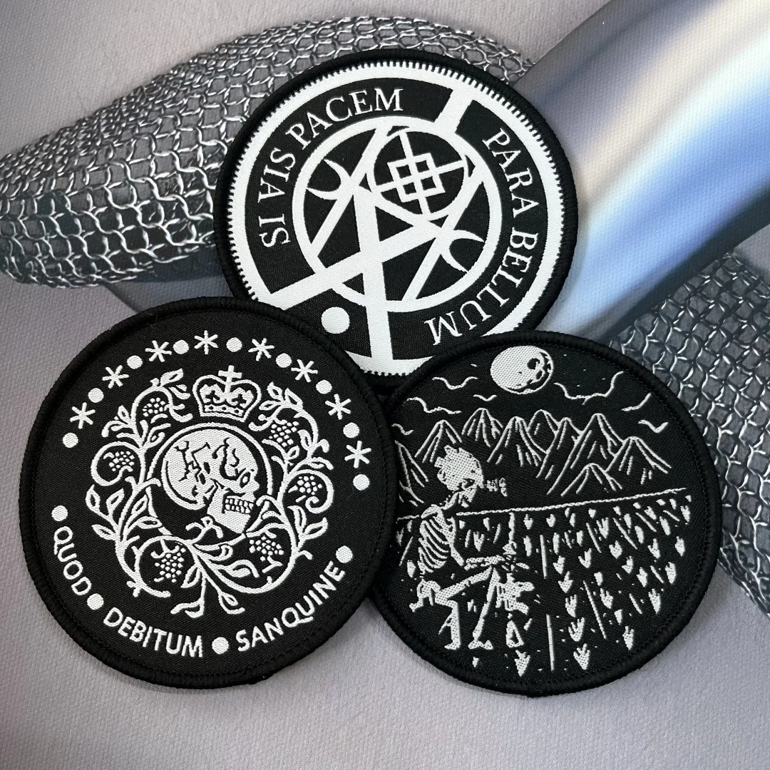 Etiqueta tejida con estampado de Calavera, parches de gancho y bucle para ropa, insignia de moral táctica, pegatina decorativa para mochila