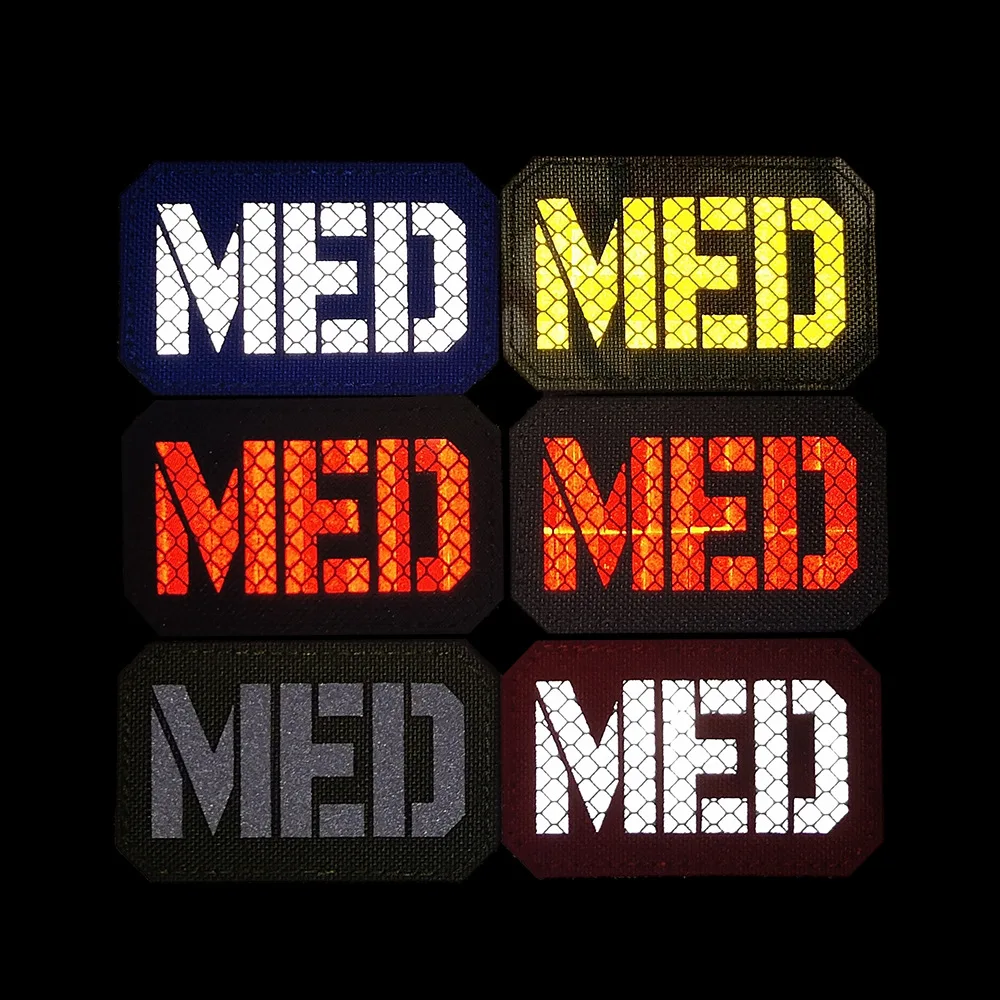 Parche bordado médico IR reflectante, parches militares tácticos que brillan en la oscuridad, insignias de emblema paramédico médico MED EMT - imagen 3