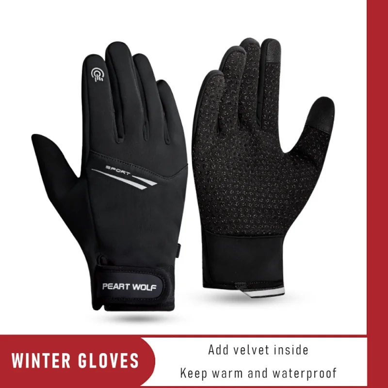 Guantes antideslizantes cálidos para ciclismo para hombre y mujer, guantes térmicos con pantalla táctil a prueba de viento para bicicleta, esquí, pesca y motocicleta, invierno - imagen 4