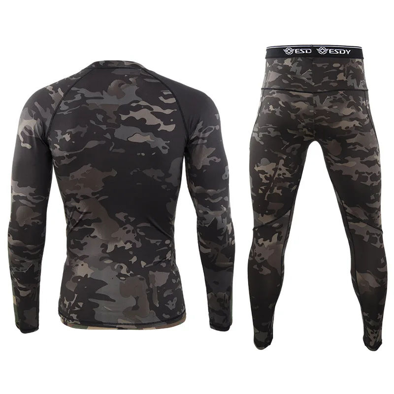 Ropa interior deportiva de camuflaje al aire libre para hombres, ropa interior térmica elástica suave y transpirable para entrenamiento físico - imagen 4
