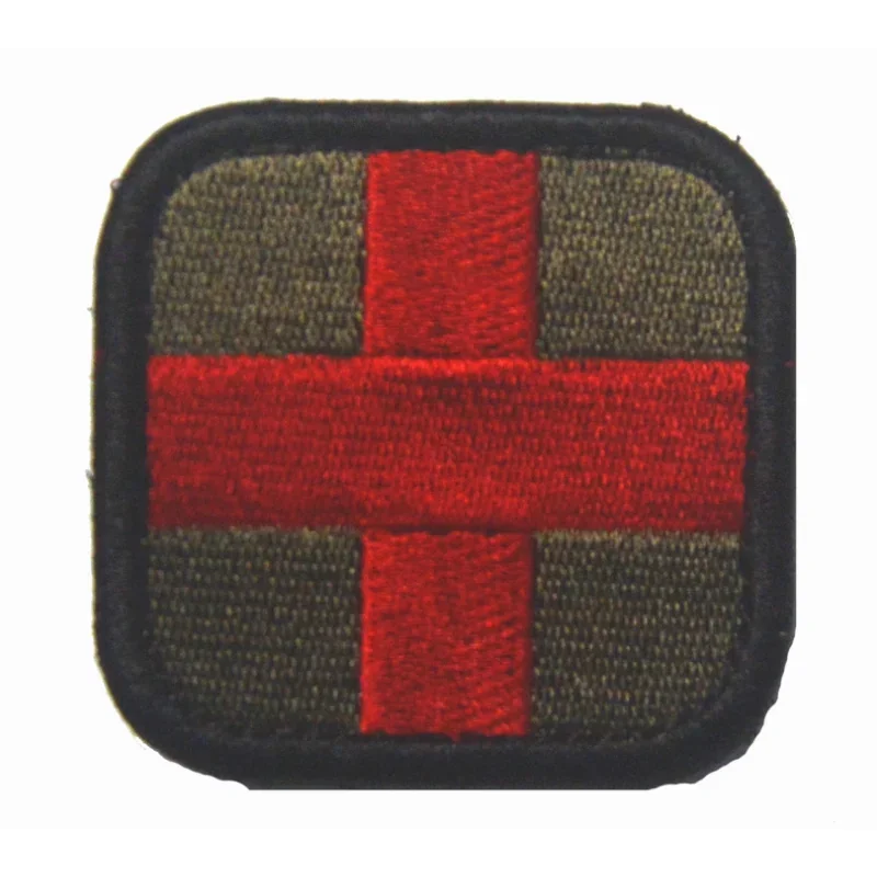 Insignia de PVC de Cruz Roja, parches de goma de primeros auxilios médicos, pegatina bordada con gancho y bucle de rescate cruzado militar, costura en mochila - imagen 5