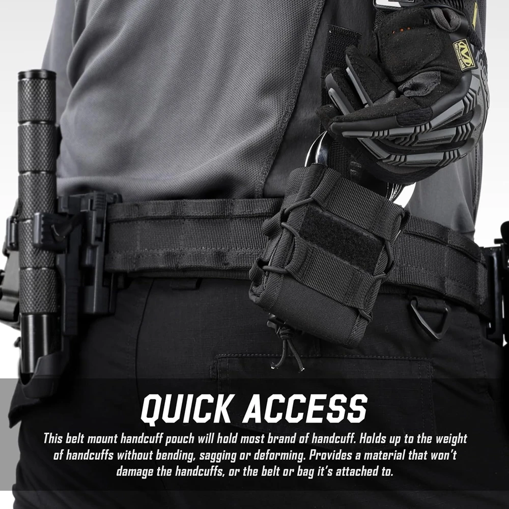 Funda para esposas Molle, bolsa para esposas para cinturón de servicio/Chaleco de policía, funda para esposas compatible con Asp/bisagras/cadena/esposas rígidas plegables - imagen 5