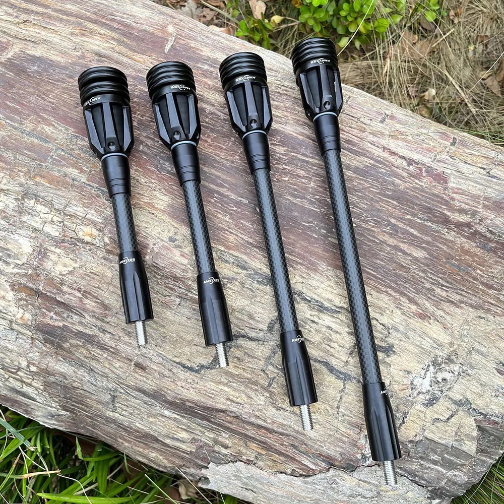 Barra de equilibrio de carbono 3k, varilla estabilizadora de arco de 6/8/10/12 pulgadas, arco y flecha, tiro con arco, caza, objetivo, absorción de golpes