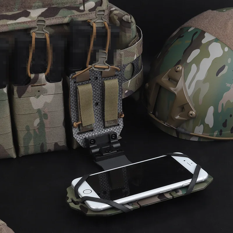 Soporte de placa táctica MOLLE para chaleco con porta teléfono - imagen 2