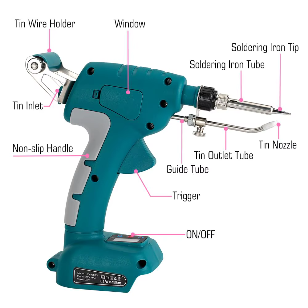 Máquina de soldadura de plástico inalámbrica portátil para reparación de grietas de Panel de carrocería de coche para batería Makita/Dewalt/Milwaukee/Ryobi18V-20VLi-ion - imagen 3