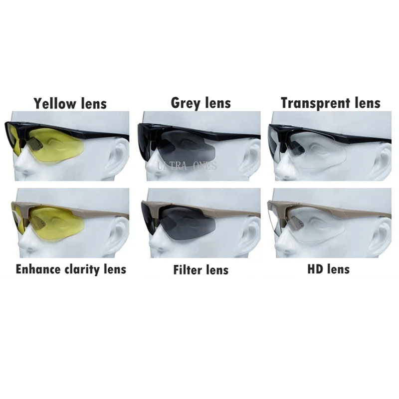 Gafas tácticas para ciclismo al aire libre, senderismo, escalada, gafas abatibles, caza, pesca, tiro, gafas de seguridad deportivas - imagen 4