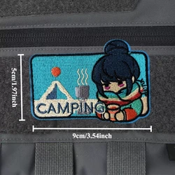 Parche bordado Chica Anime – Insignia táctica con gancho para mochila