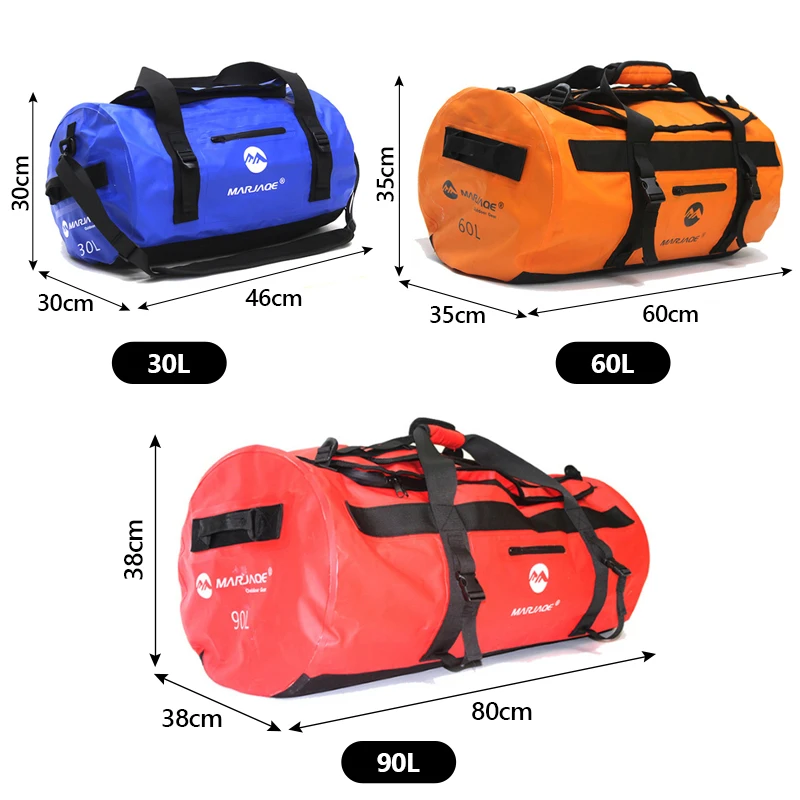 Bolsa impermeable para kayak de 30L, 60L, 90L, sillín seco, almacenamiento de equipaje, Rafting en la playa, Camping, viajes, natación, pesca, bolsa a la deriva - imagen 4