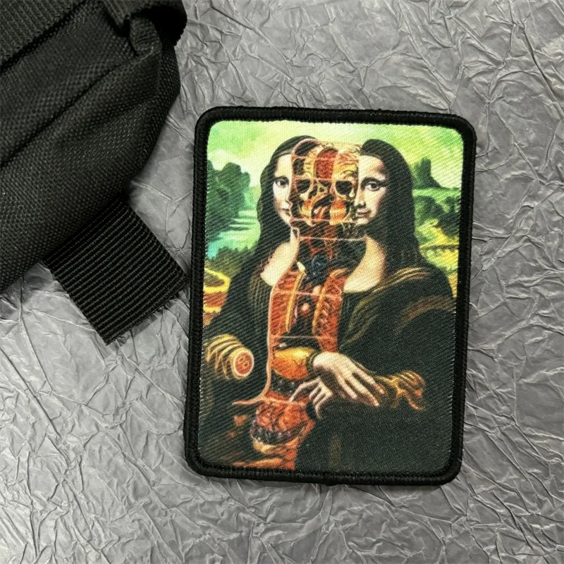 Insignia de moral en capas de Mona Lisa, parche impreso en ropa, gancho y bucle, parches tácticos militares, pegatina para mochila - imagen 5