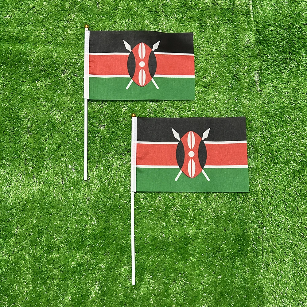 Bandera de mano de Kenia con palo de plástico para eventos deportivos - imagen 2