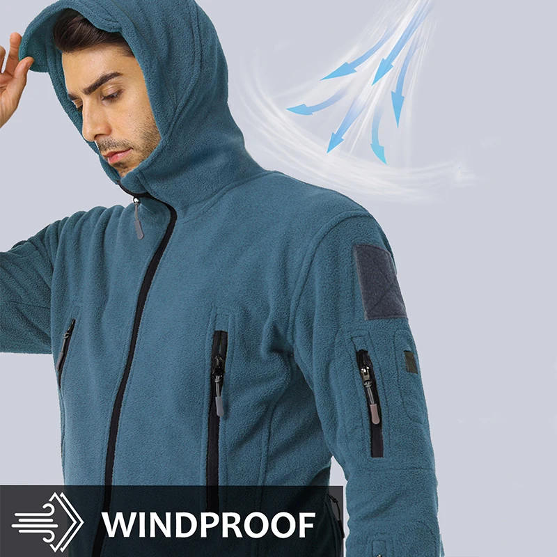 Chaqueta Táctica con Capucha de Forro Polar para Hombre, Chaqueta de Invierno Cálida con Capucha de Forro Polar, Abrigo Informal para Senderismo, Esquí y Actividades al Aire Libre - imagen 4