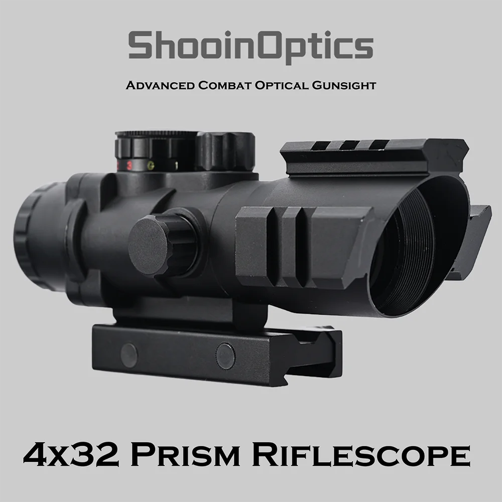 Shooin Optics-mira telescópica táctica con prisma 4x32, retícula iluminada para caza y tiro al objetivo - imagen 5