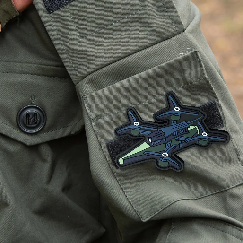 Parche de PVC para Dron táctico UAV Morale, parches de gancho y bucle, insignia militar, brazalete, sombreros, pegatinas para mochila