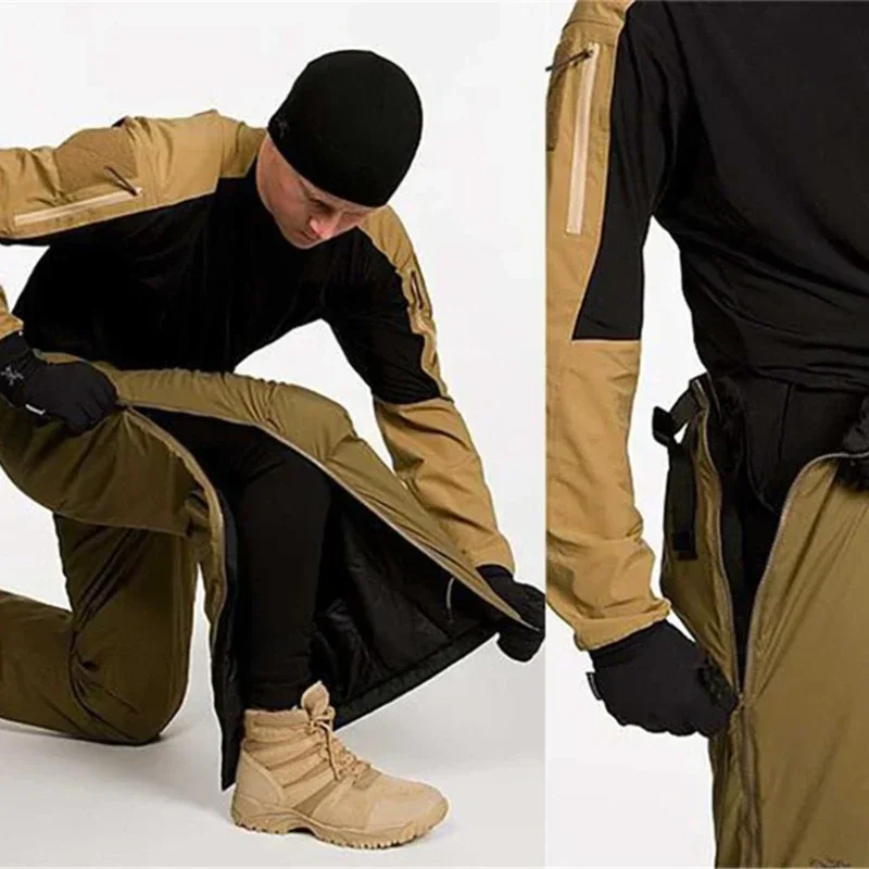 Pantalones de camuflaje tácticos gruesos y cálidos para hombre, impermeables, a prueba de viento, totalmente abiertos en las piernas, con cremallera, para invierno - imagen 2