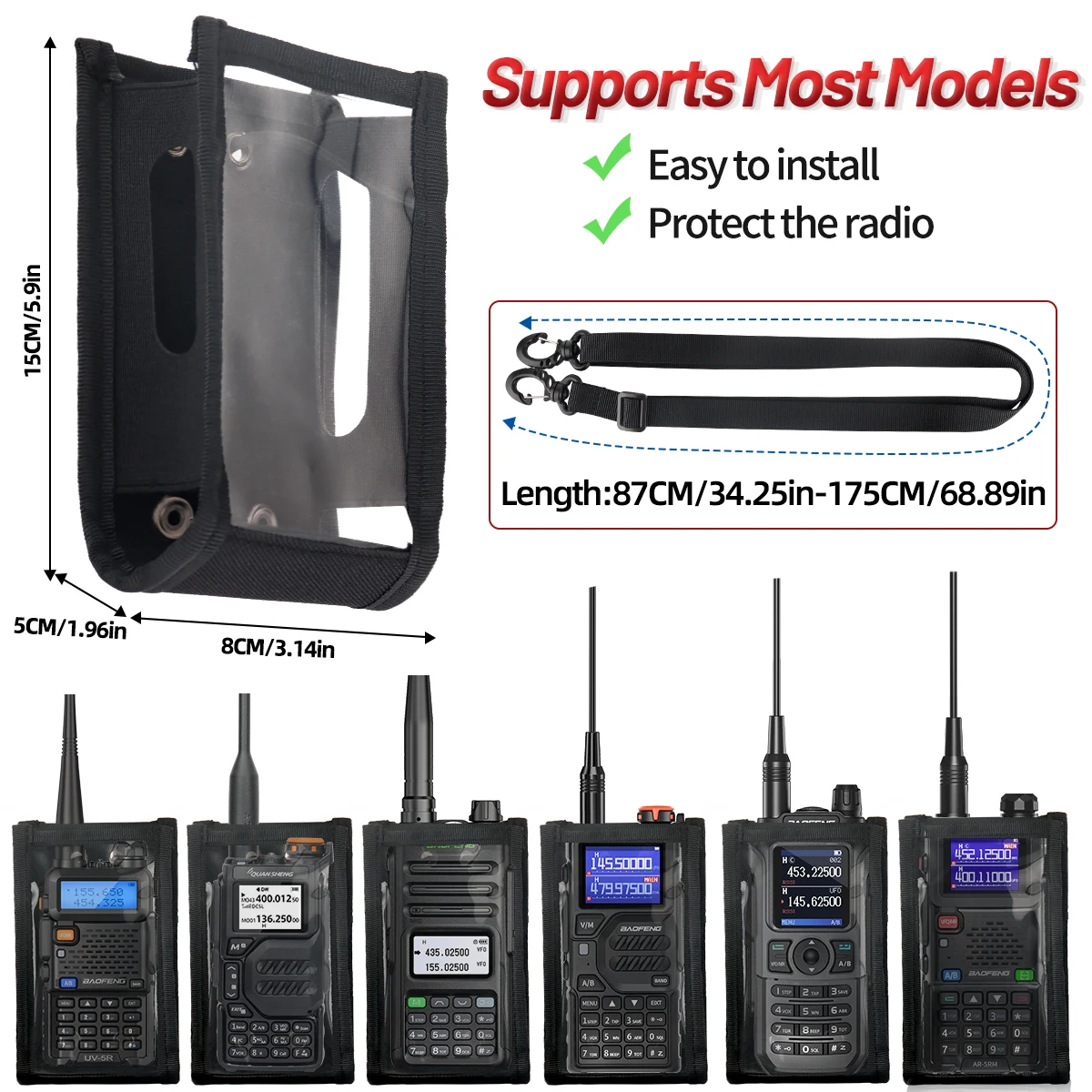 BaoFeng Walkie Talkie funda Molle Radio bolsa para Baofeng UV-5RH UV-5R UV-21R 17R Quansheng K5 PLUS Ham Radio Nylon Radio caso - imagen 2