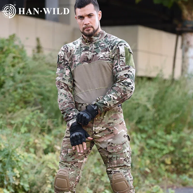 Traje de senderismo al aire libre, uniforme de fuerza de combate, camisa táctica, ropa para hombre, pantalones Softair, conjunto de camuflaje elástico para escalar, ropa de acampada - imagen 3