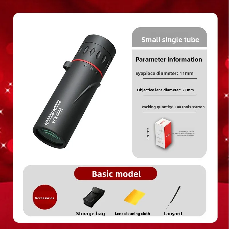 Telescopio Monocular HD de 2000x24, Mini telescopio portátil para teléfono móvil con soporte, telescopios para acampar al aire libre, caza, observación de aves - imagen 5