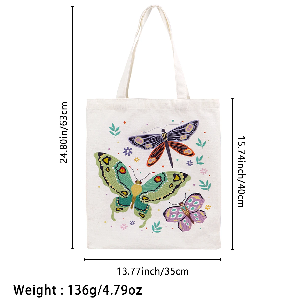 Bolso de lona plegable con mariposas, organizador portátil de hombro - imagen 5