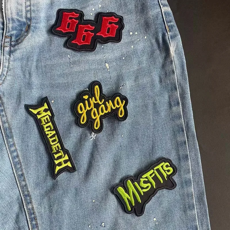 5 uds/pegatinas de texto para ropa, apliques de tela bordados, parches para planchar, insignias de banda de música Punk Rock, parche de costura a rayas para ropa - imagen 5