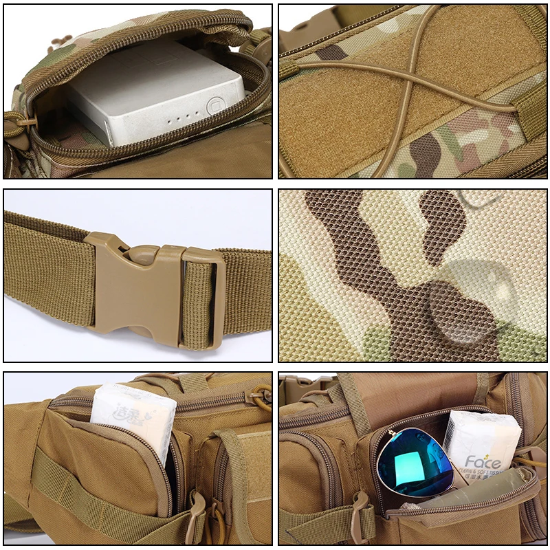 Riñonera impermeable para deportes al aire libre, bolsa de pecho multifuncional para pesca y acampada para hombres, mochilas tácticas militares de camuflaje - imagen 5