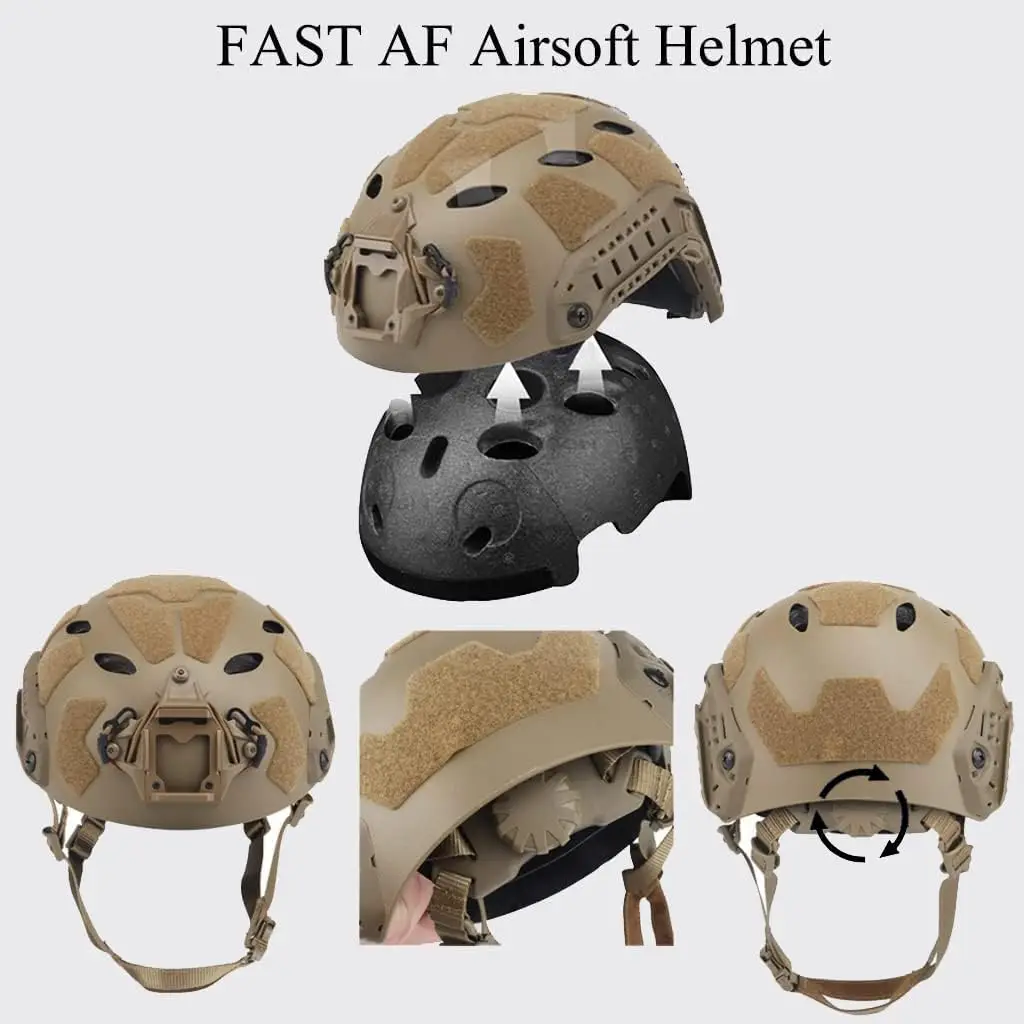 SF Tactical Helmet Set Fast Helmet with Airsoft Mask Goggles & Helmet Cover Adjustable Hunting Gear for Outdoor Paintball Game - imagen 3