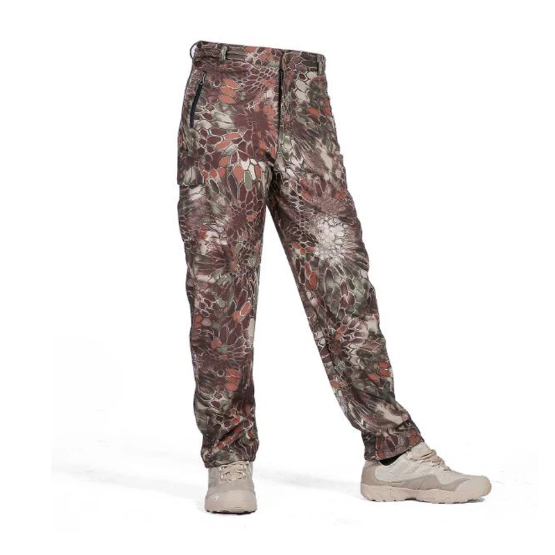 TAD-Pantalones tácticos de piel de tiburón Softshell para hombre, pantalones impermeables para caza, senderismo al aire libre, Camping, forro polar, Invierno - imagen 4