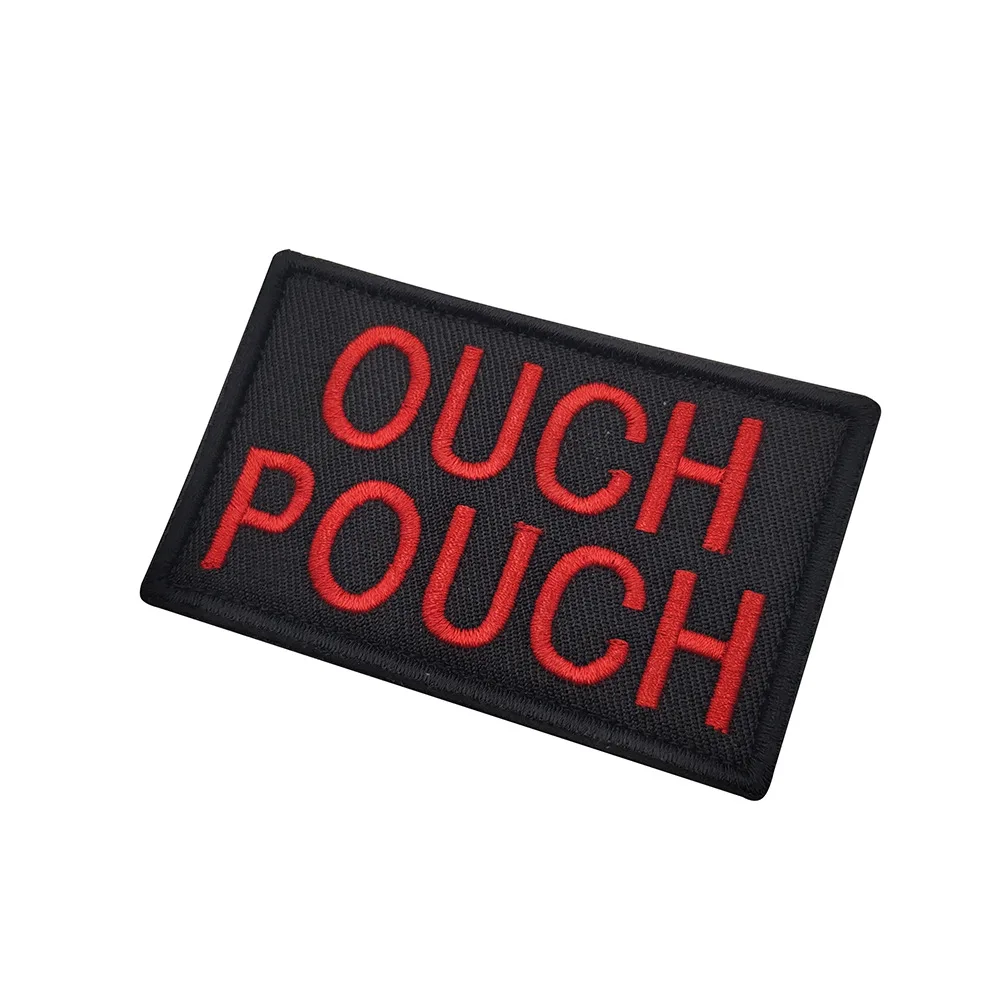 Parche de tela bordado con letras en inglés, parche mágico OUCH POUCH, insignia, bolsa Ouch, parches bordados para ropa, bordado DIY - imagen 3