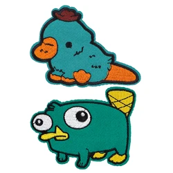 Parche para planchar con dibujos animados para ropa, parche bordado de pato divertido, accesorios de ropa, pegatinas de costura, 2 uds.