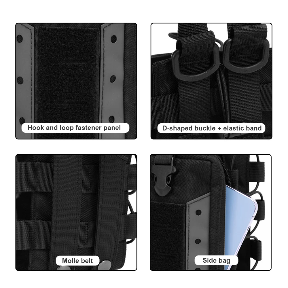 Bolsa táctica para botella de agua, bolsas de agua Molle, organizador de dispositivos de utilidad, soporte para teléfono para senderismo, Camping, viajes deportivos al aire libre - imagen 4