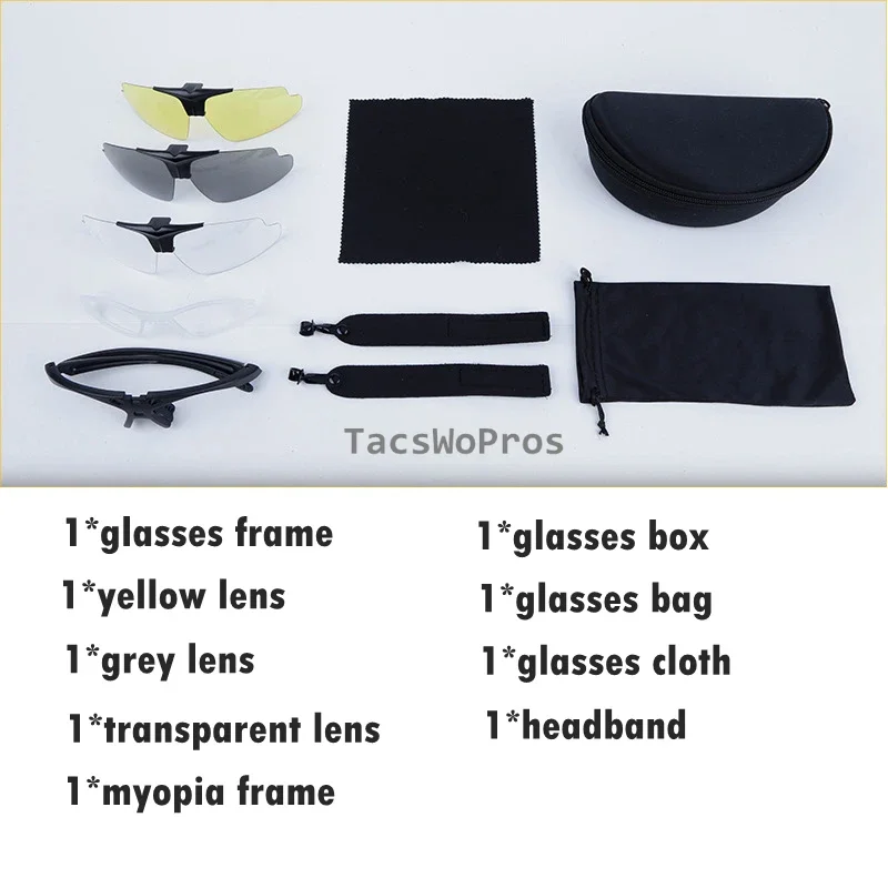 Gafas tácticas resistentes a impactos para disparar, gafas de Paintball, protección UV, para caza al aire libre, senderismo, gafas de sol con 3 lentes - imagen 3