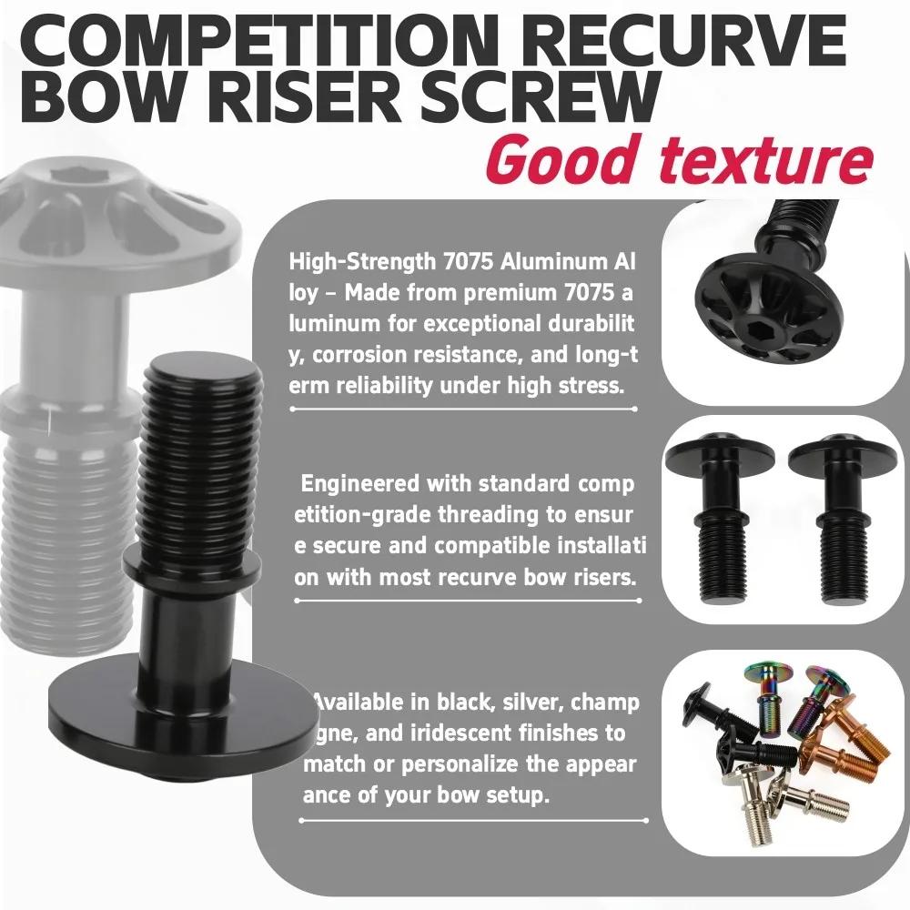 2X tornillo de tiro con arco ILF arco recurvo elevador pernos de repuesto tiro caza accesorio práctica al aire libre competencia principiante recurvo - imagen 3