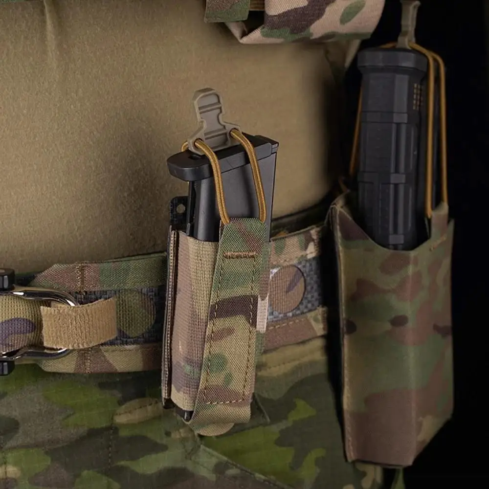 Bolsa táctica para pistola Mag, elástica, individual, 9mm, liberación rápida, caza, tiro, Airsoft, bolsa para revistas, equipo de cinturón de combate MOLLE - imagen 2