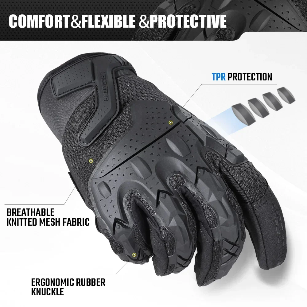 Guantes de dedo completo para motocicleta, guante de pantalla táctil, carcasa protectora transpirable, absorción de golpes, equipo de motocicleta para jinete - imagen 3