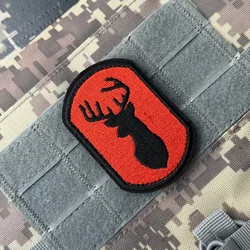 Parche de pistola de caza naranja de cazador de ciervos, moral táctica, apliques militares personalizados, gancho bordado y bucle, pegatina para mochila de ropa