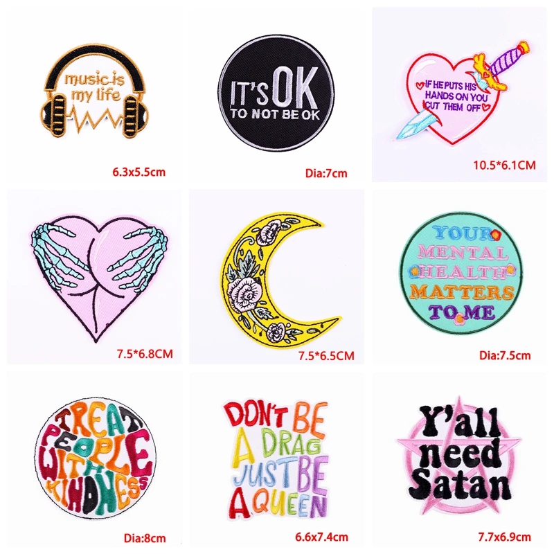 Parche bordado de dibujos animados/letras, parches termoadhesivos para ropa, apliques para coser chaqueta, 10 unids/lote - imagen 5