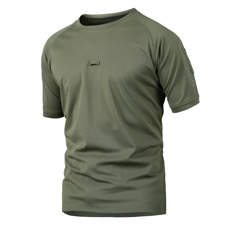 Camisa de entrenamiento de camuflaje para hombre, camisa de manga corta con cuello redondo, antisudor, secado rápido, deportiva, ciclismo, a prueba de sudor, de verano - imagen 5