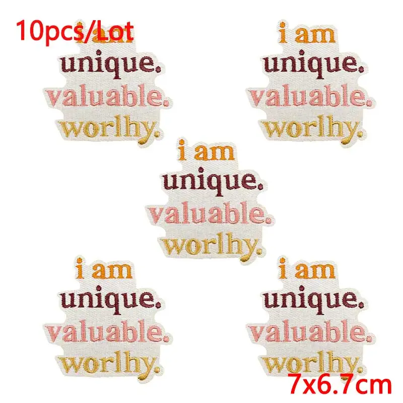 10 unids/lote de parches bordados con eslogan de letras, parches para planchar para ropa y accesorios, apliques termoadhesivos - imagen 2