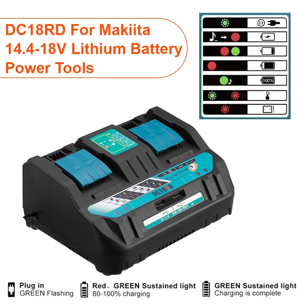 Cargador dual DC18RD para baterías Makita 18V – Ion litio - imagen 2